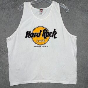 VTG Hard Rock Cafe Tank Top Men's 2XL XXL White Freeport Bahamas Sleeveless Tee